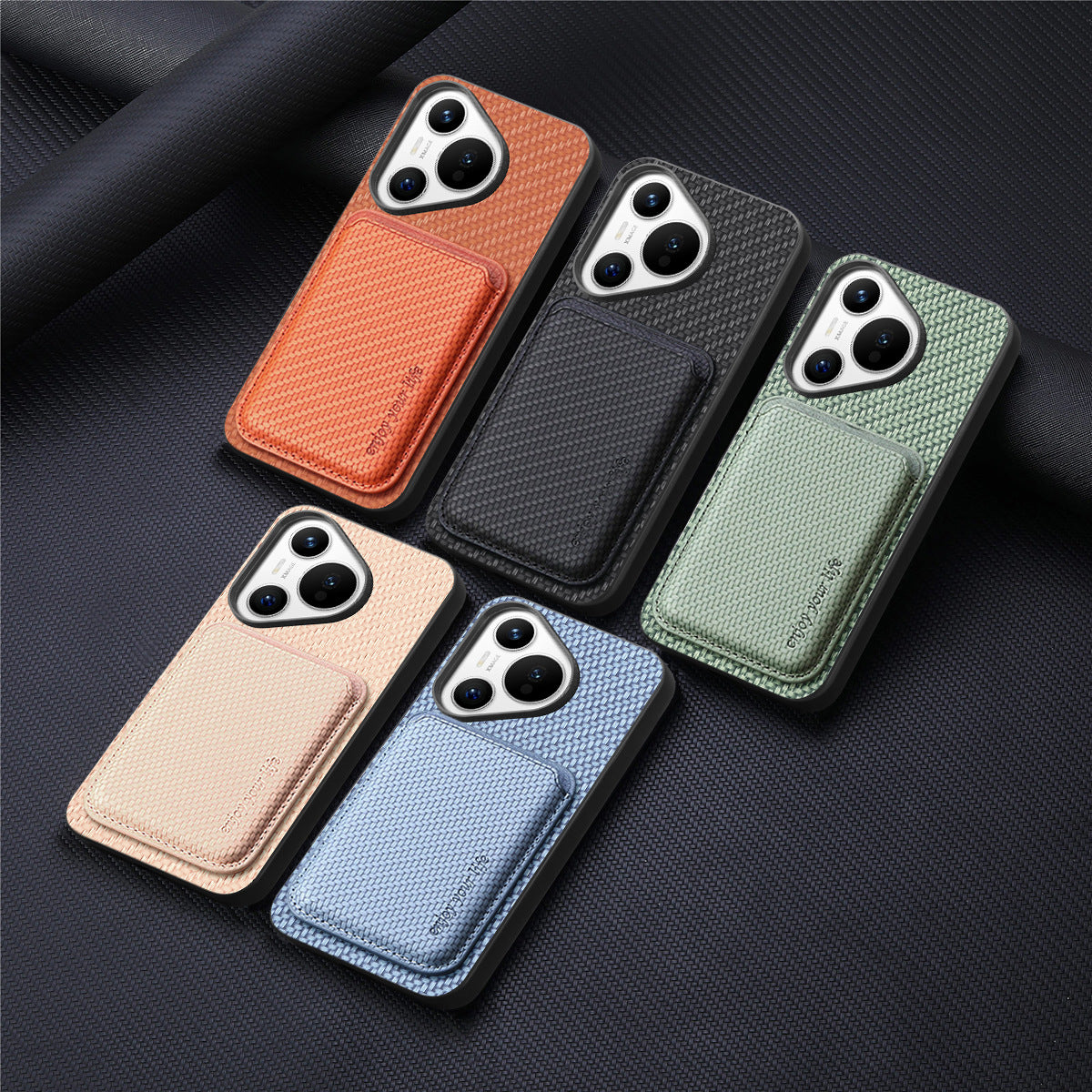 Plain leather magnetic Huawei phone case