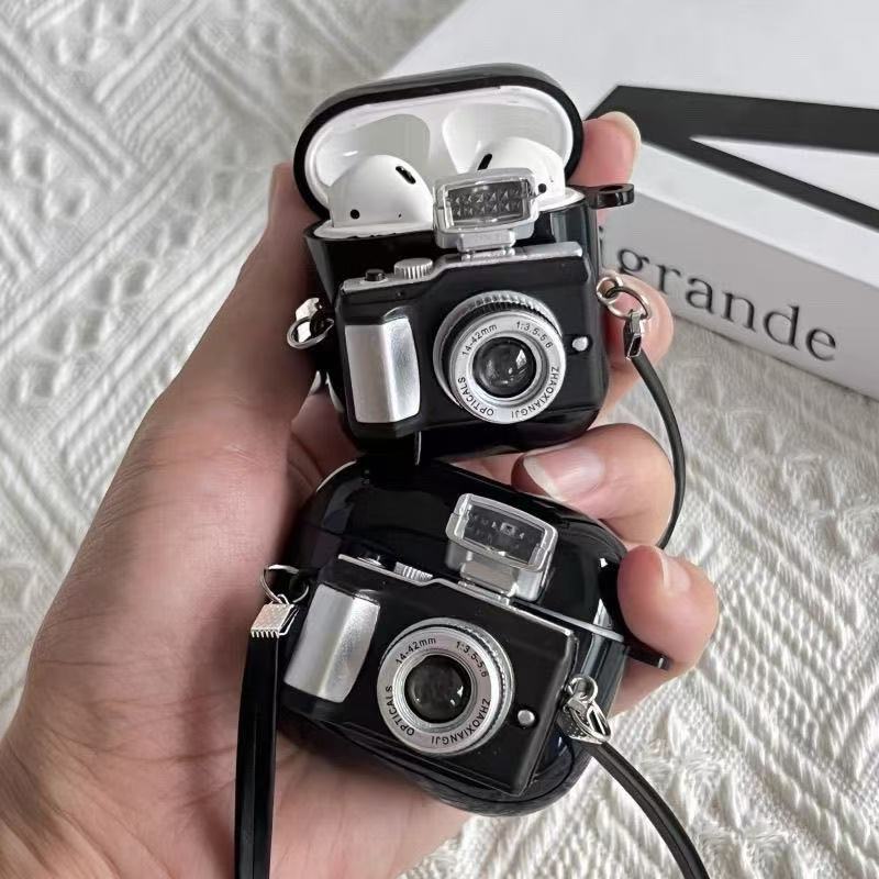 Retro Camera TPU Anti-drop Earphone Protective Case