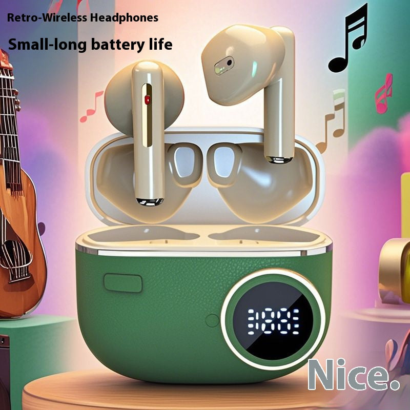 Retro high-quality in-ear noise-cancelling wireless Bluetooth headphones