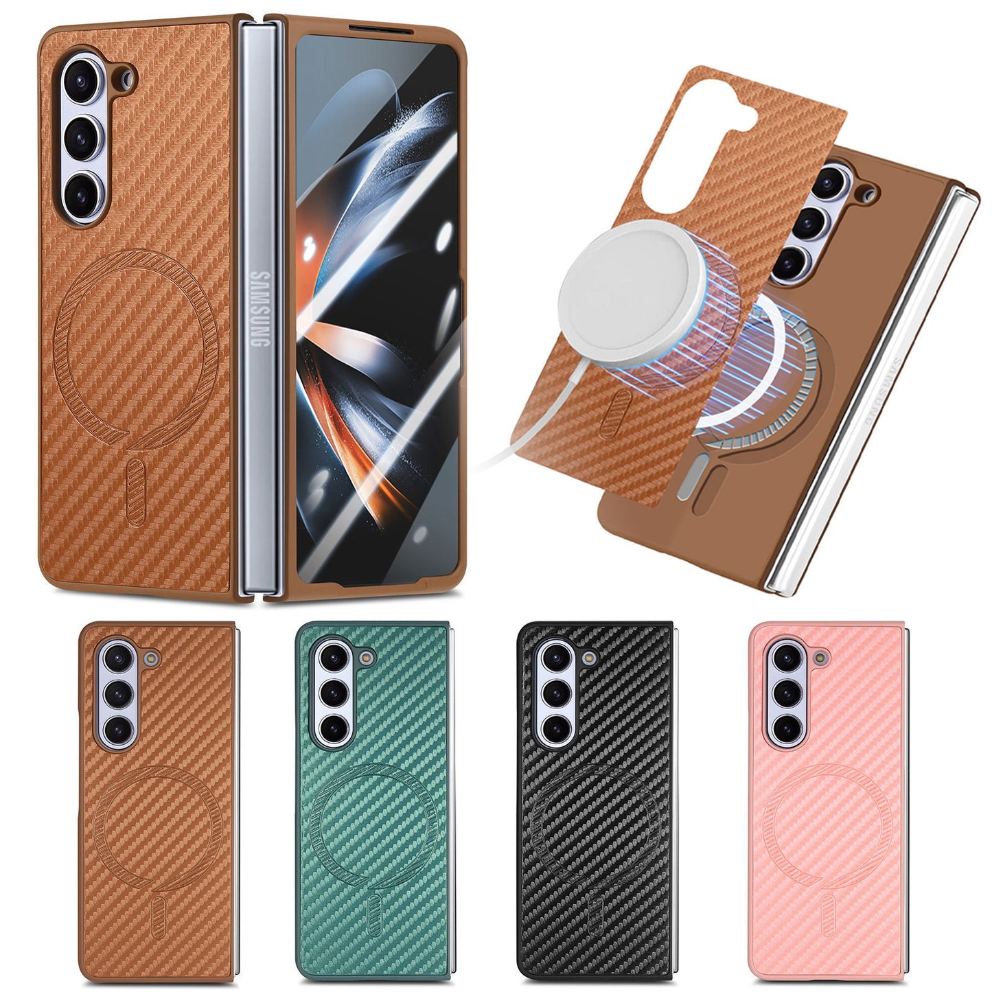 Carbon fiber magnetic Samsung Z Fold phone case