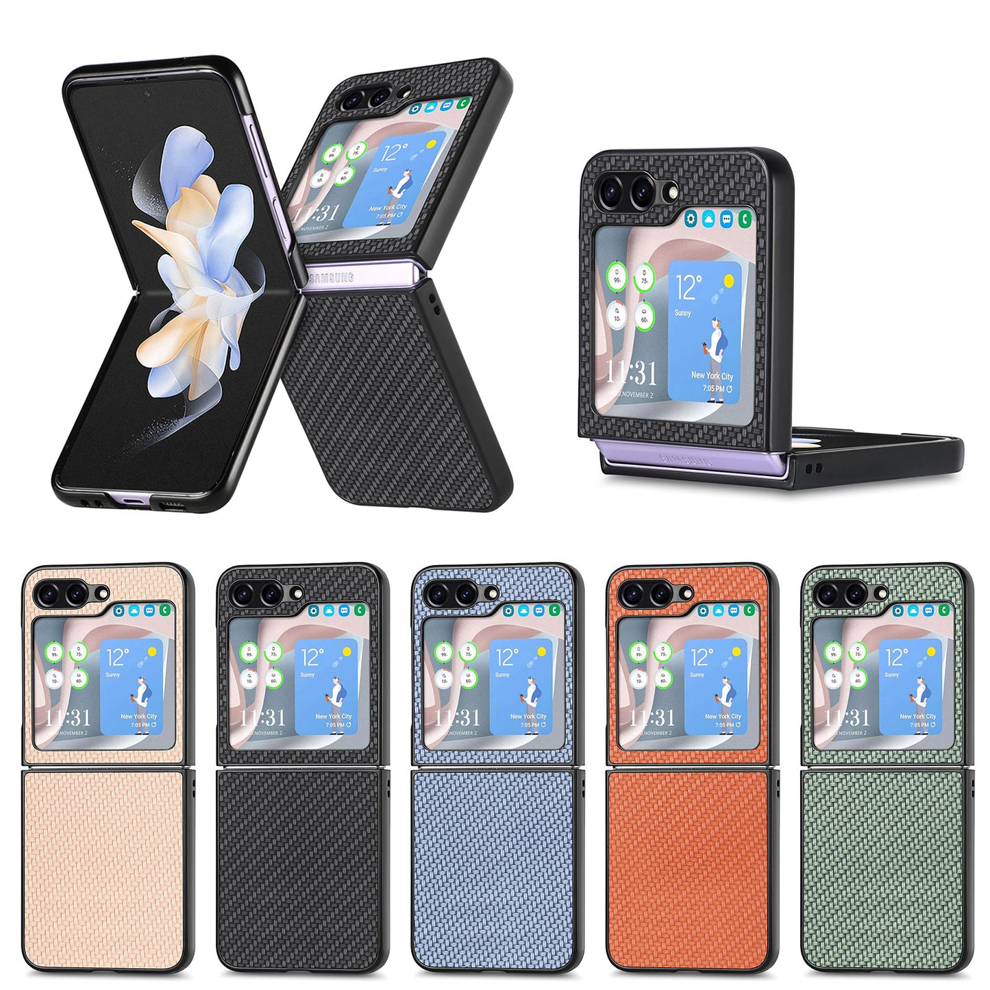 Carbon fiber pattern folding screen Z Flip Samsung mobile phone case
