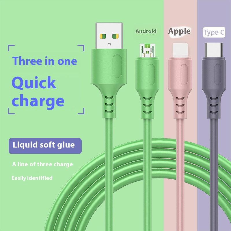 Liquid 3-in-1 data cable mobile phone charging cable