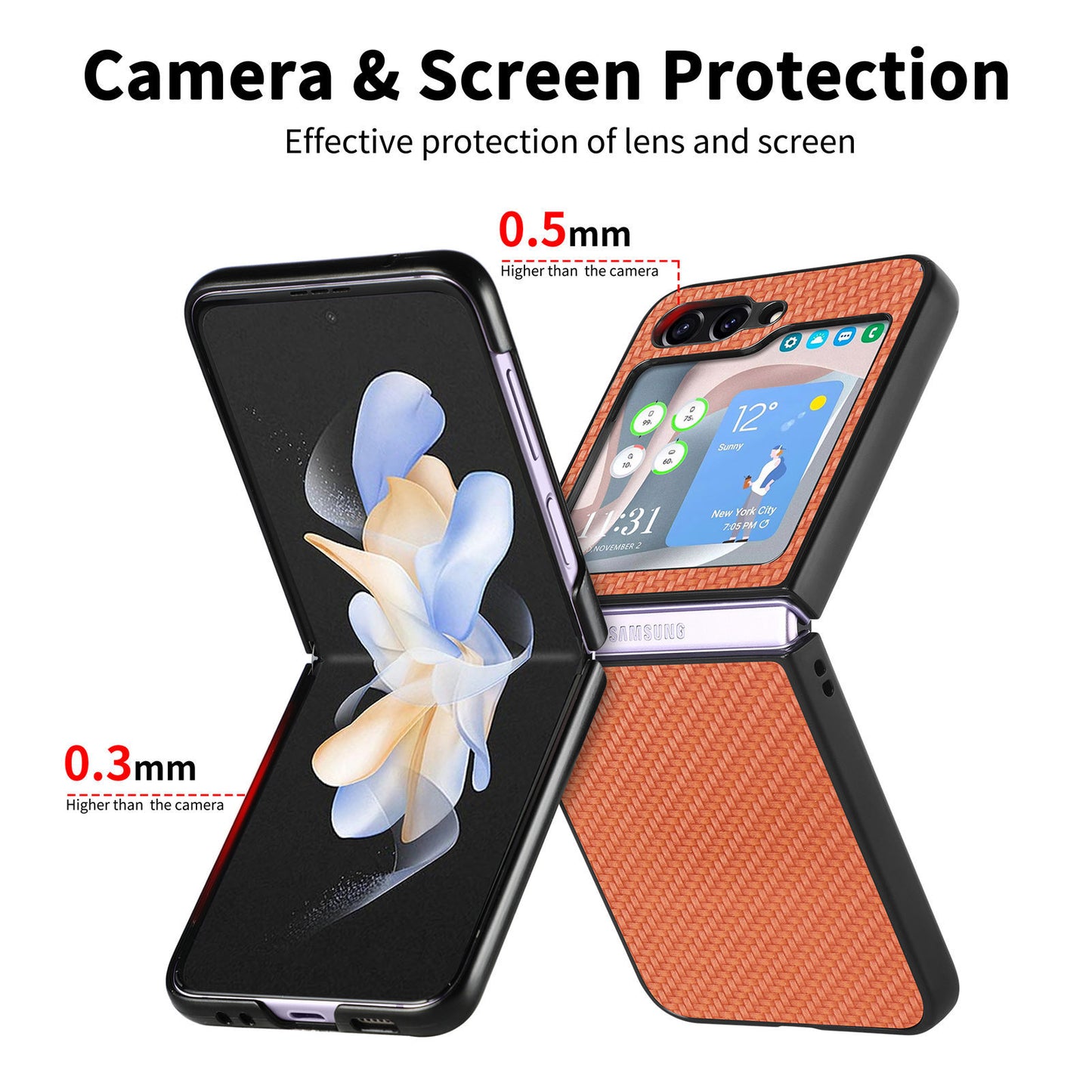 Carbon fiber pattern folding screen Z Flip Samsung mobile phone case