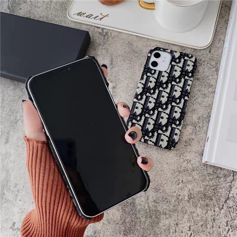 Fashion brand embroidered fabric iPhone case