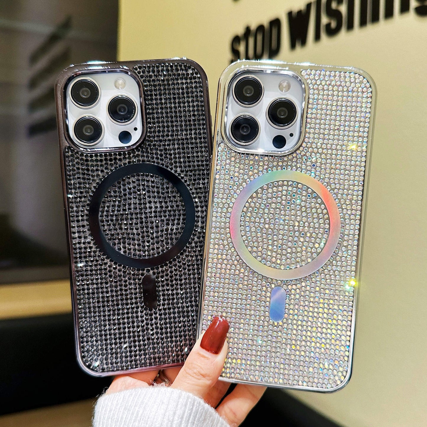 Electroplated magnetic diamond iPhone case