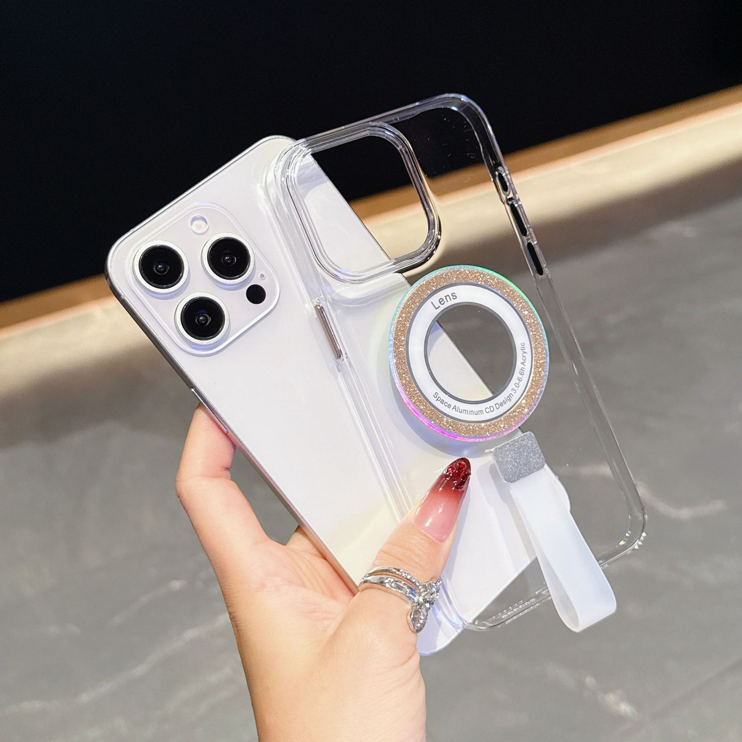 Transparent glitter magnetic iPhone case