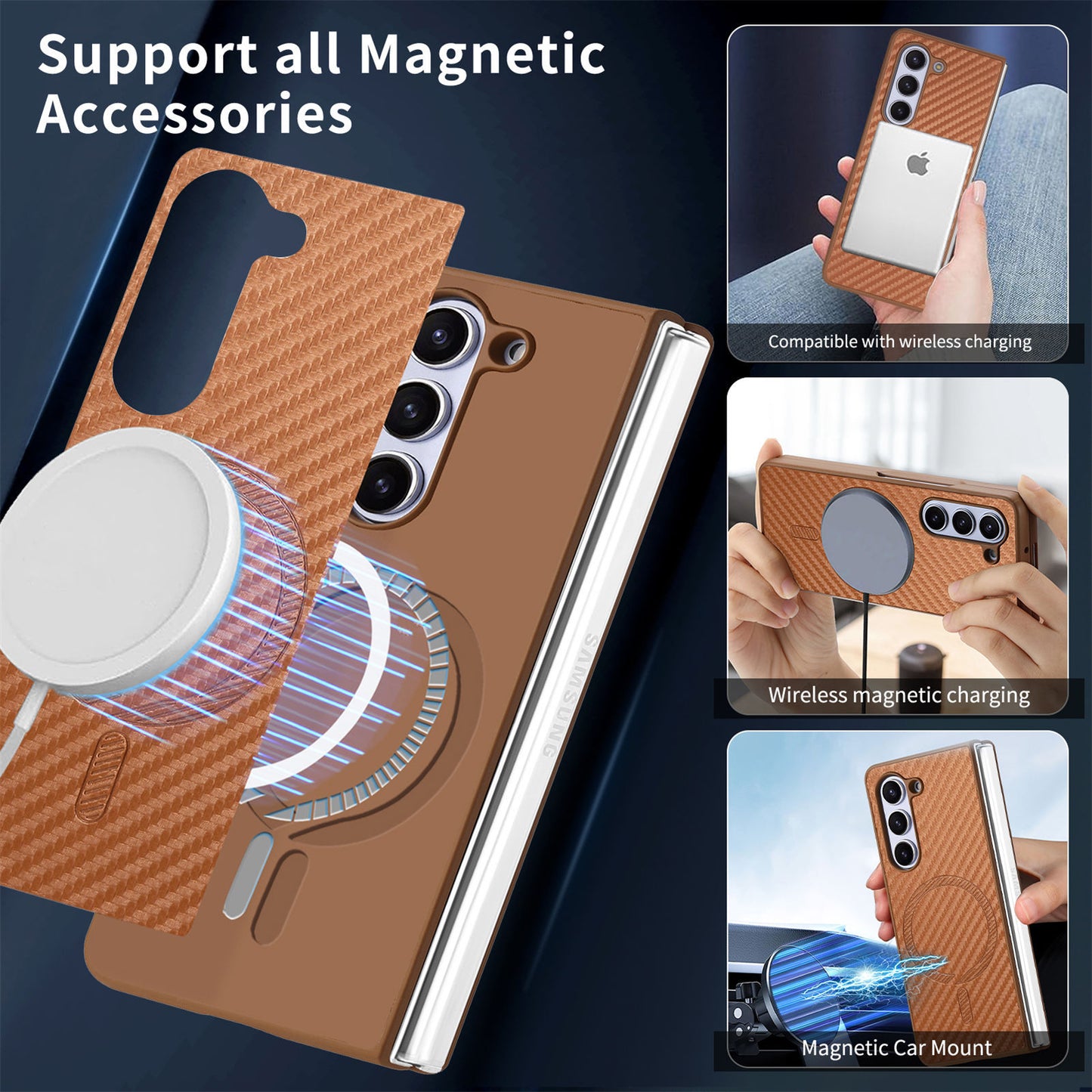 Carbon fiber magnetic Samsung Z Fold phone case