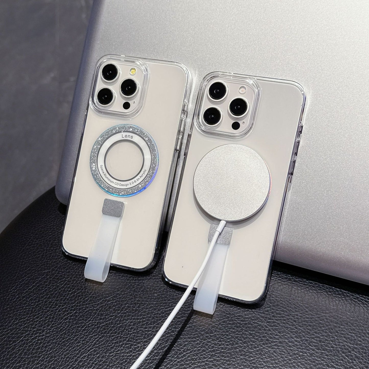 Transparent glitter magnetic iPhone case