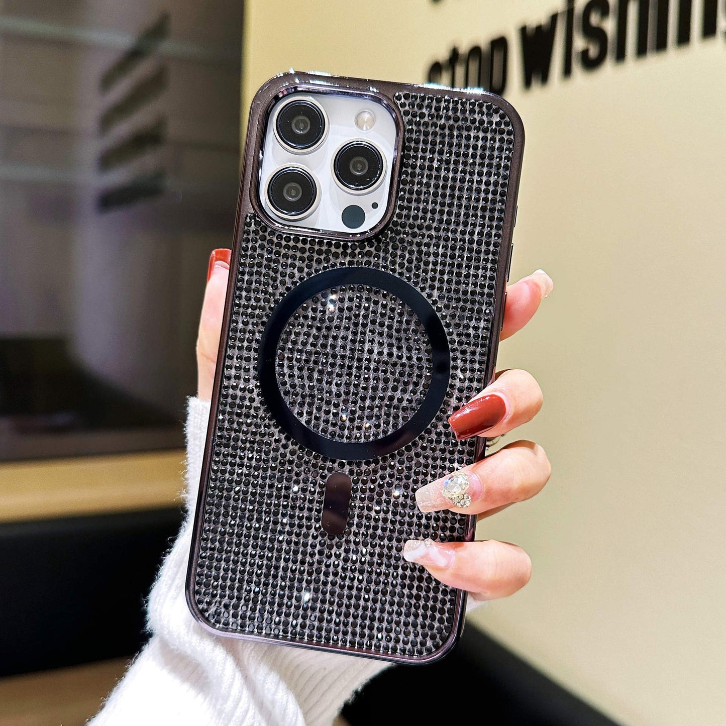Electroplated magnetic diamond iPhone case