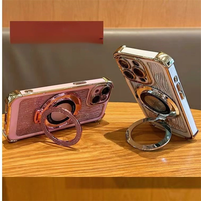 Two-color four-corner glitter magnetic iPhone case