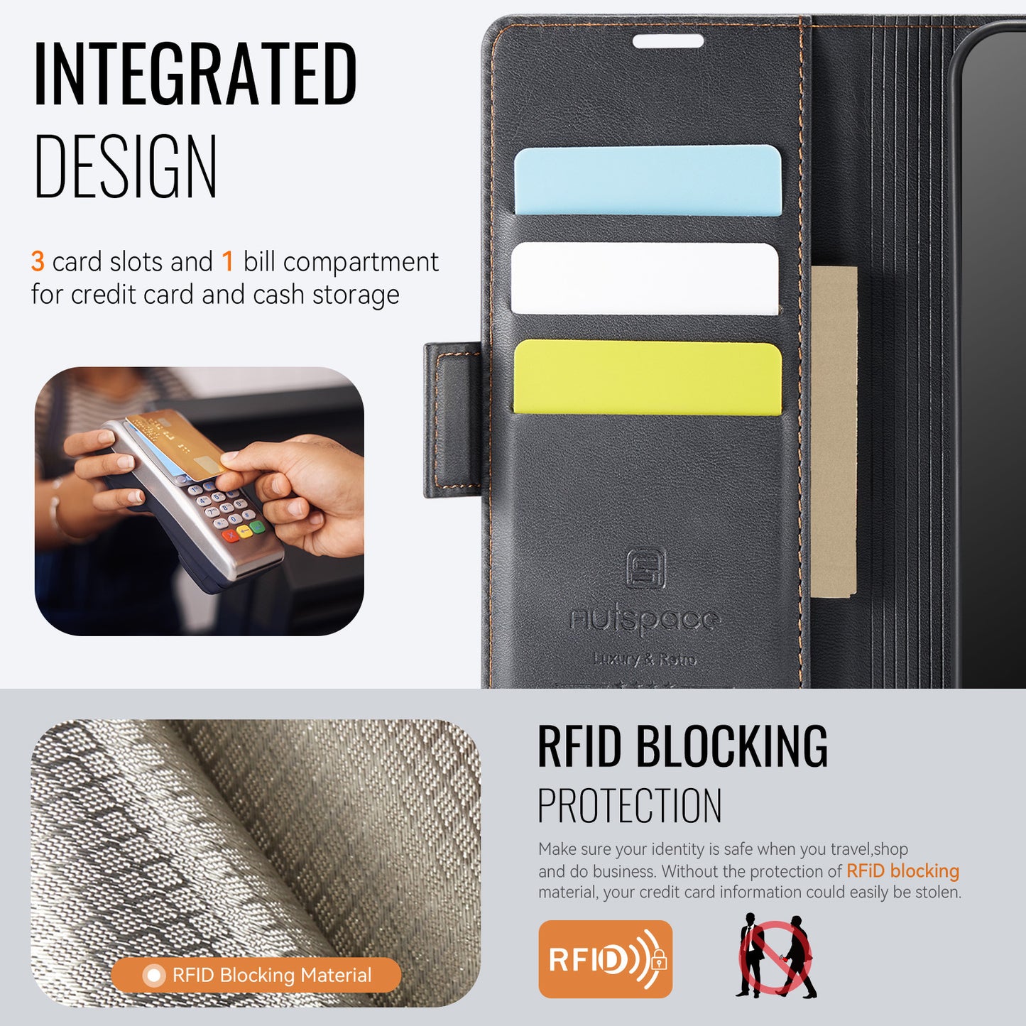Luxury Leather Flip Card Wallet Style Samsung Phone Case