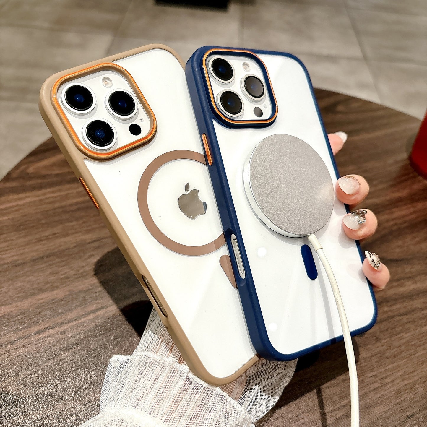 Ring nail contrast color magnetic iPhone case