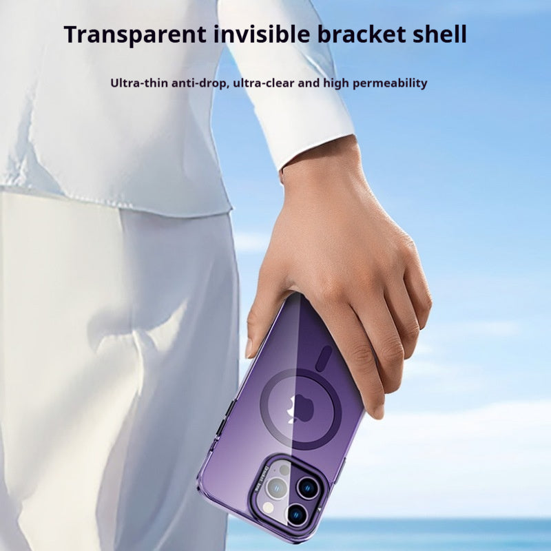 Transparent magnetic contact lens holder anti-fall iPhone case
