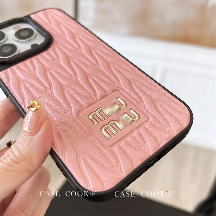 Trendy simple leather iPhone case