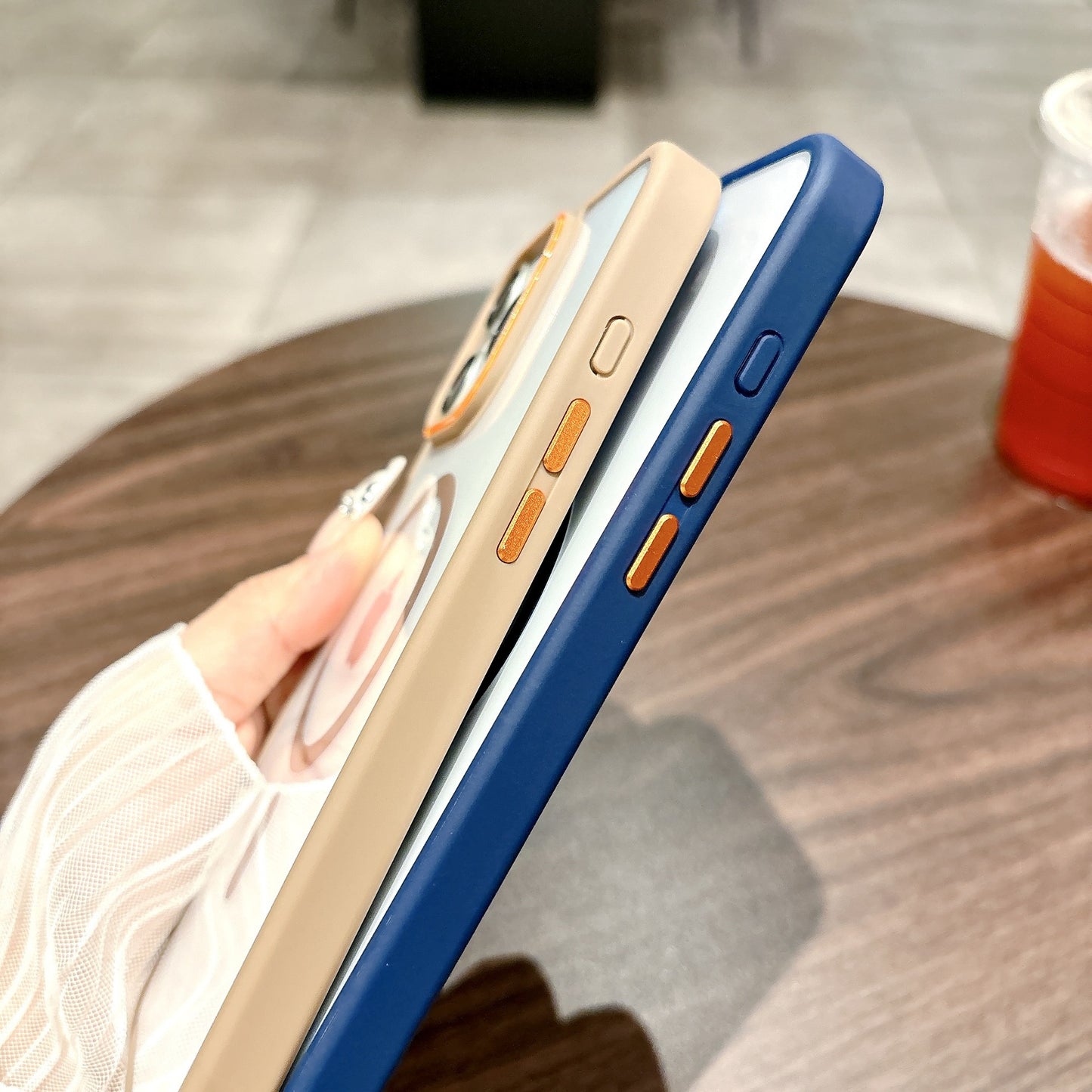 Ring nail contrast color magnetic iPhone case