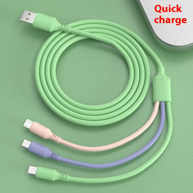 Liquid 3-in-1 data cable mobile phone charging cable