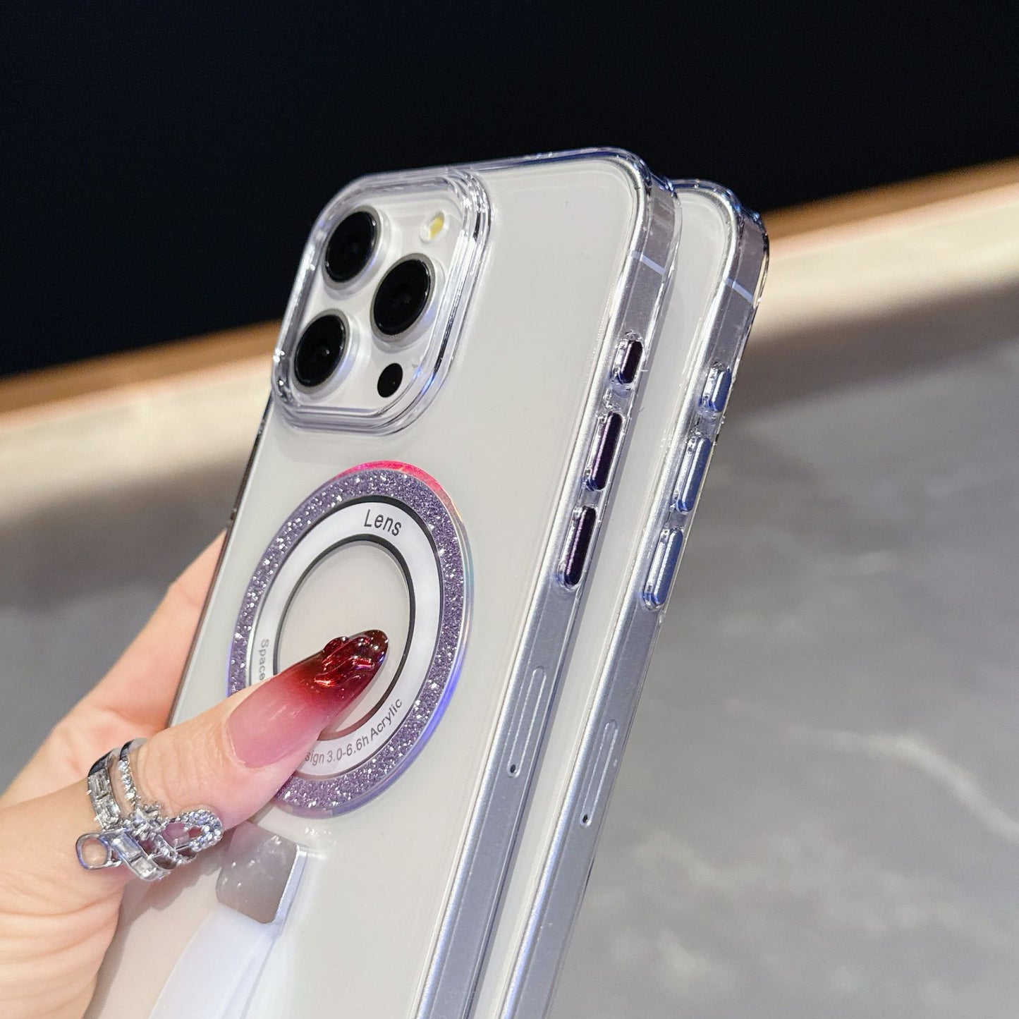 Transparent glitter magnetic iPhone case