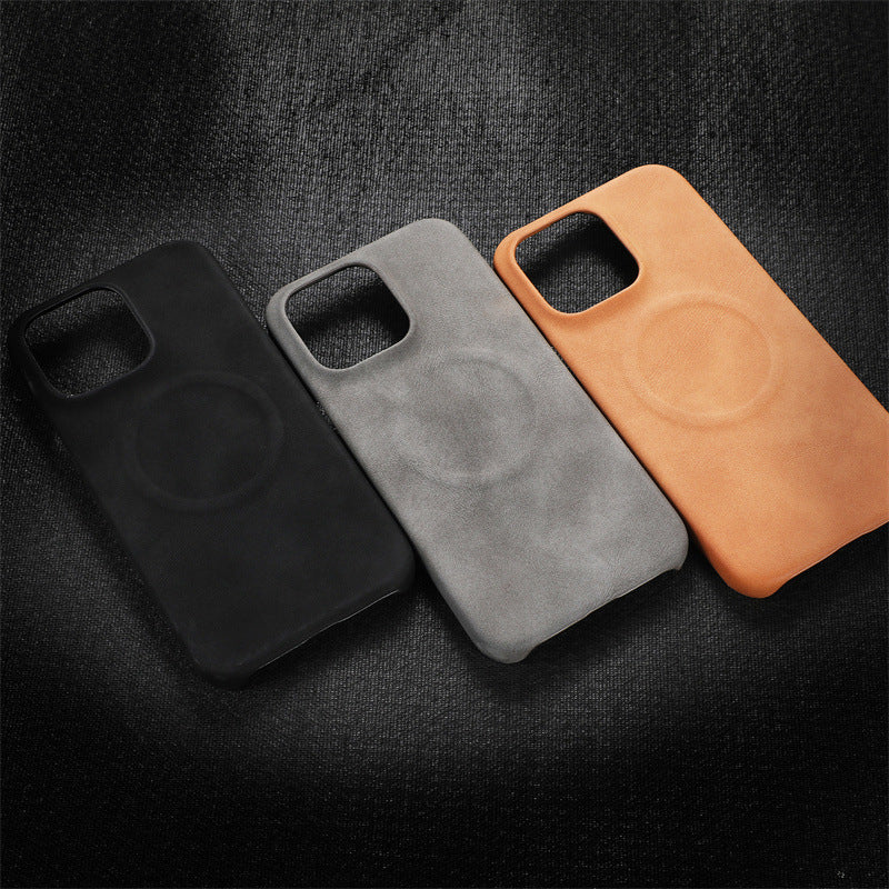Skin-feeling sheepskin magnetic iPhone case