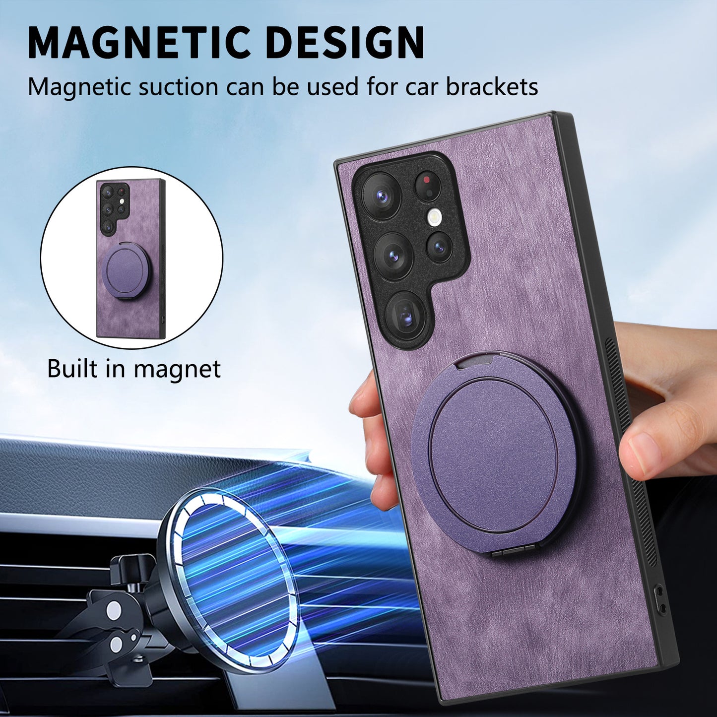 Round Rotating Magnetic Ring Samsung Phone Case