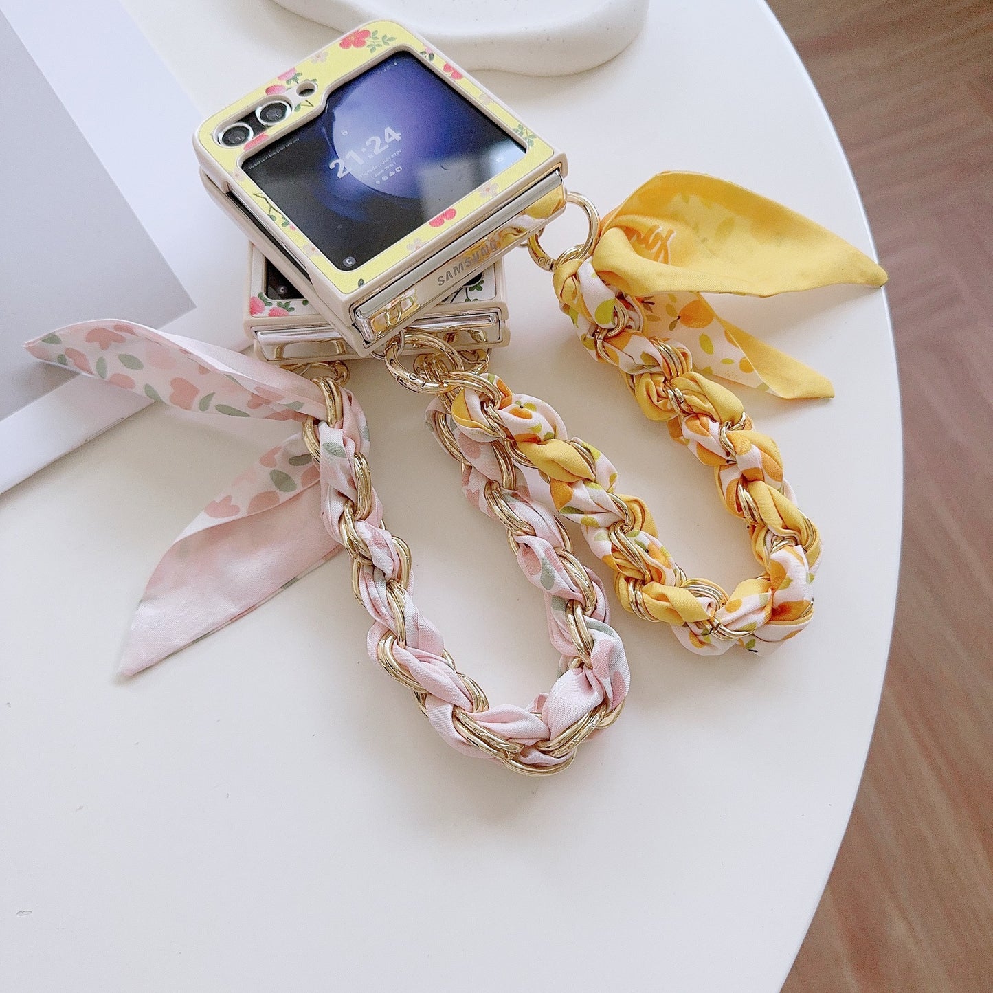 Korean style floral scarf Samsung Z Flip phone case