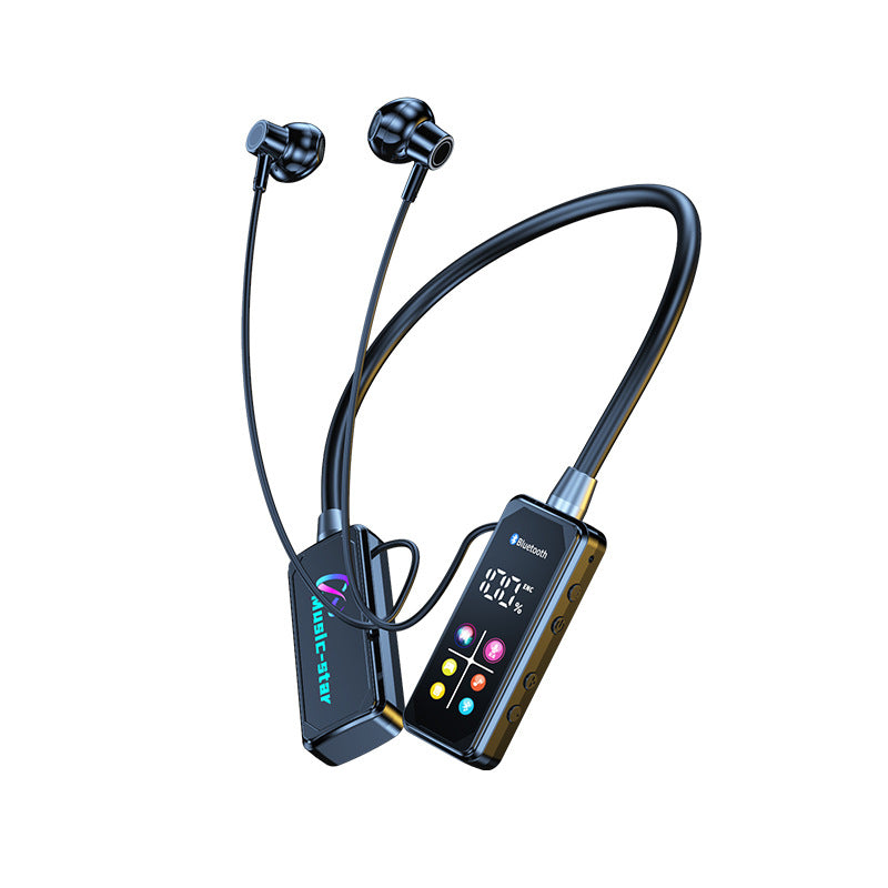 Color screen digital display neck hanging long battery life wireless sports earphones