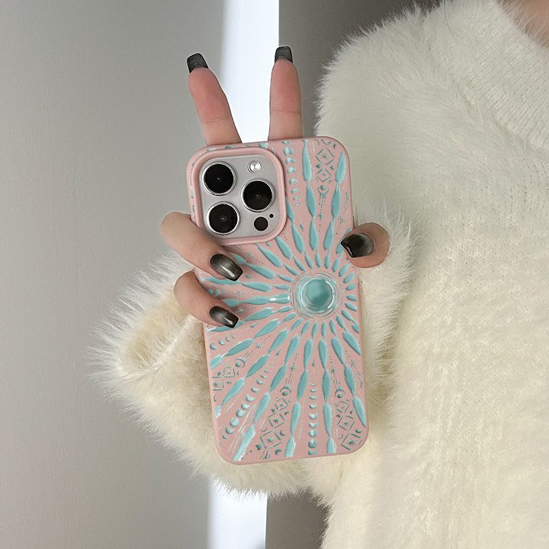 Sun Totem Leather Apple Phone Case