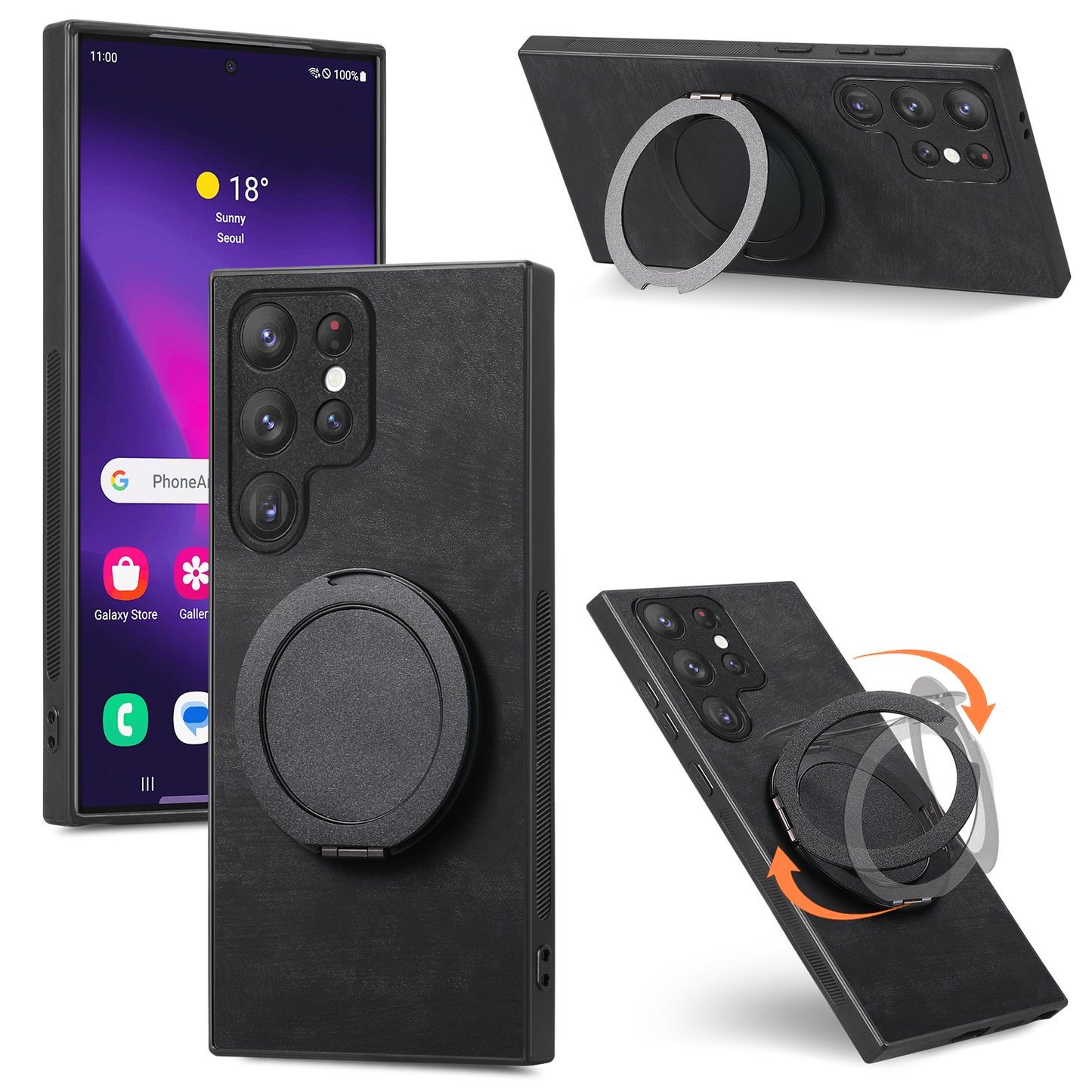 Round Rotating Magnetic Ring Samsung Phone Case