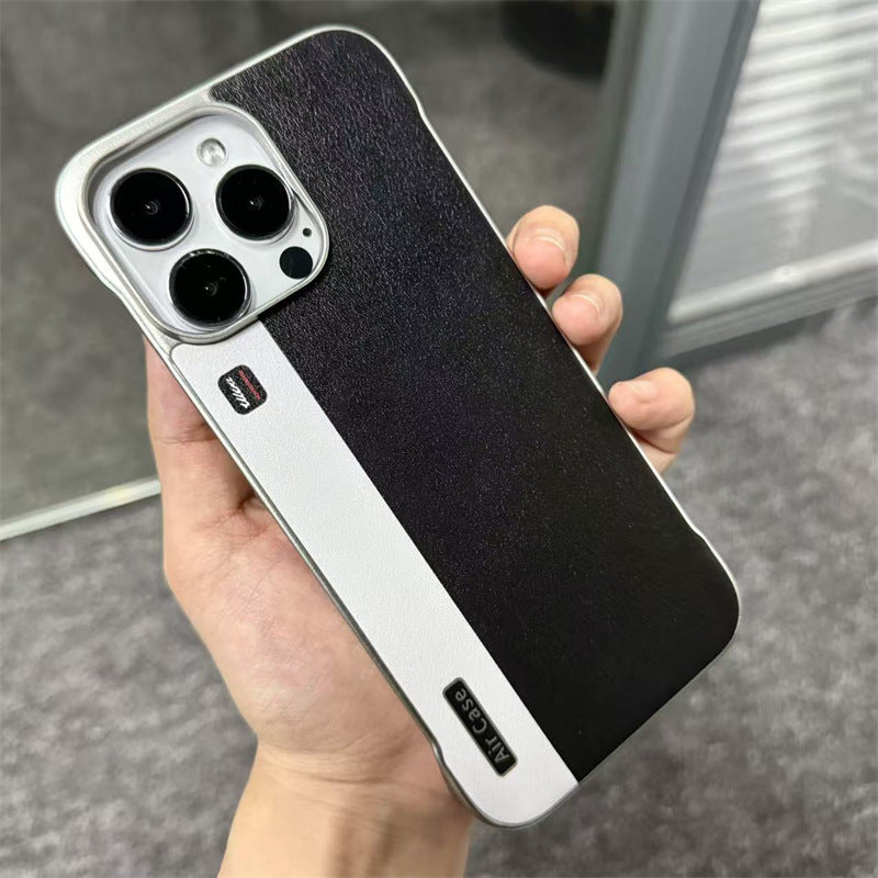 Plain leather electroplating PC half-covered Apple phone case
