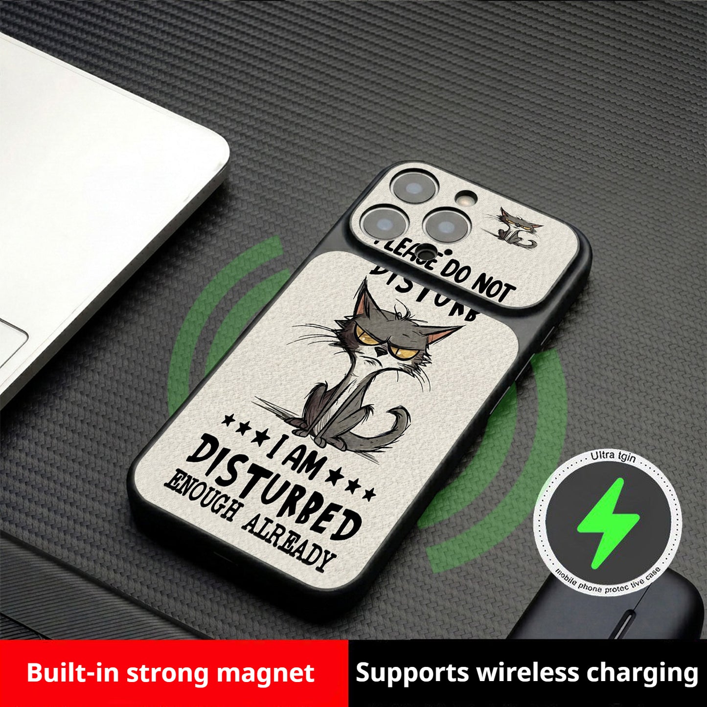 Cold-faced cat sticker magnetic Apple phone case
