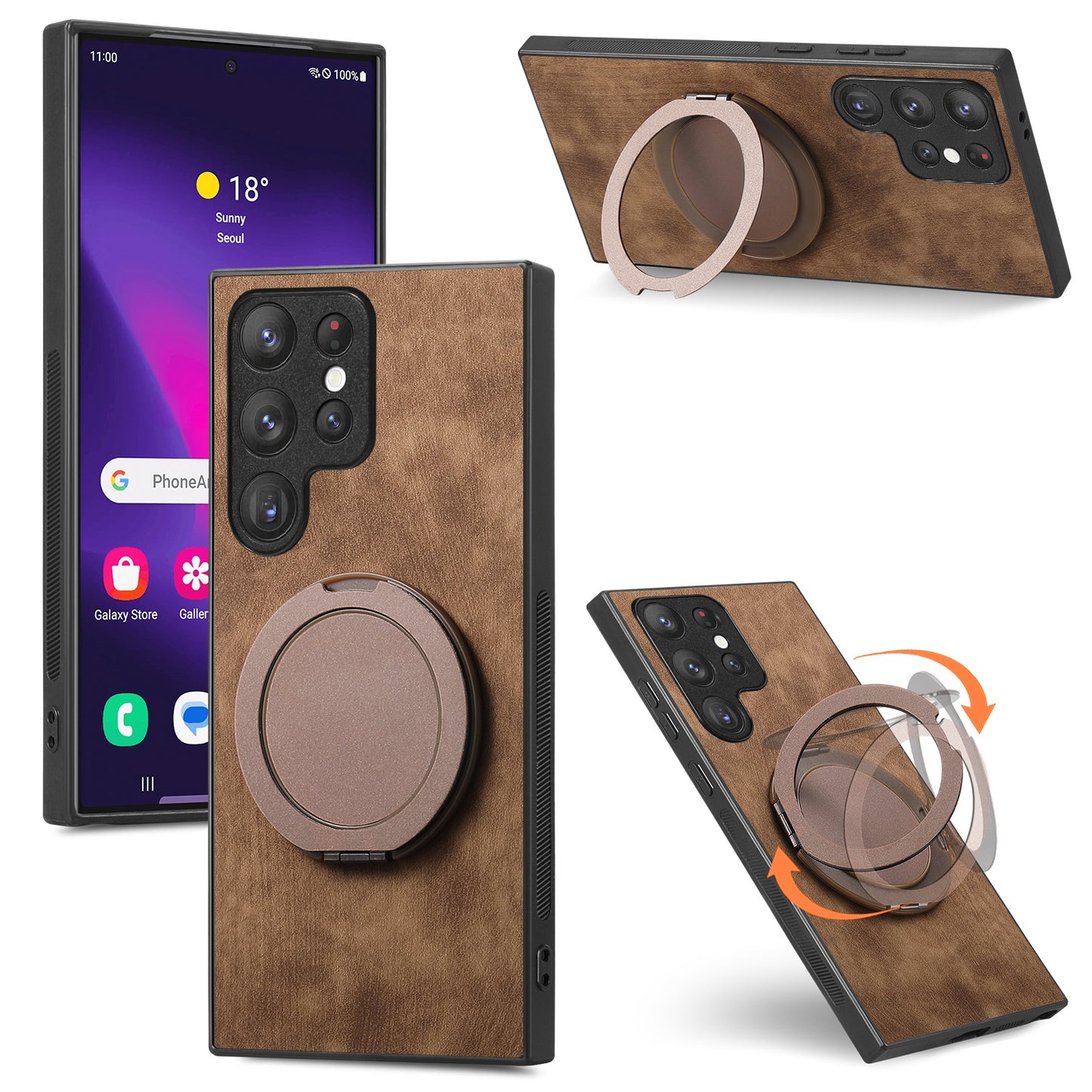 Round Rotating Magnetic Ring Samsung Phone Case