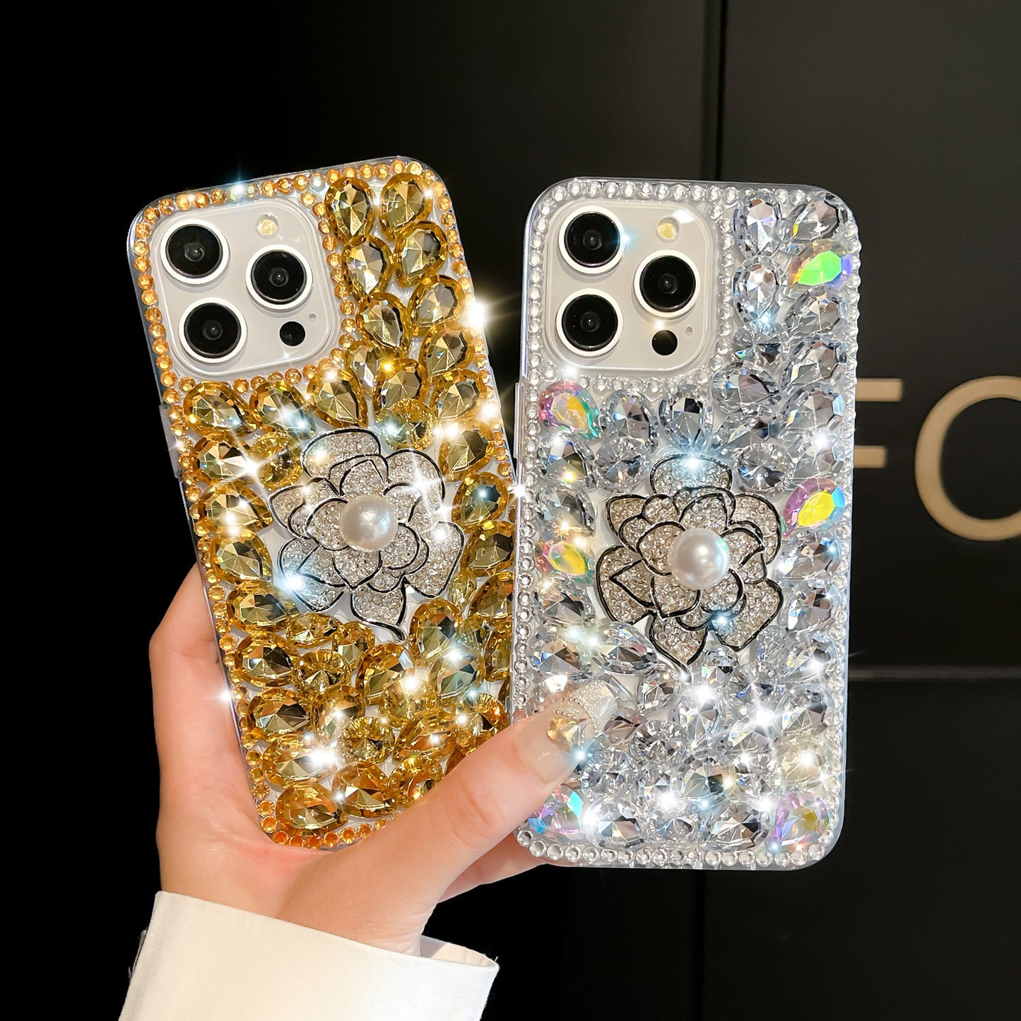 Rhinestone Camellia iPhone Case