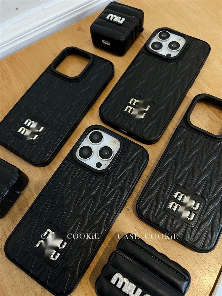 Trendy simple leather iPhone case