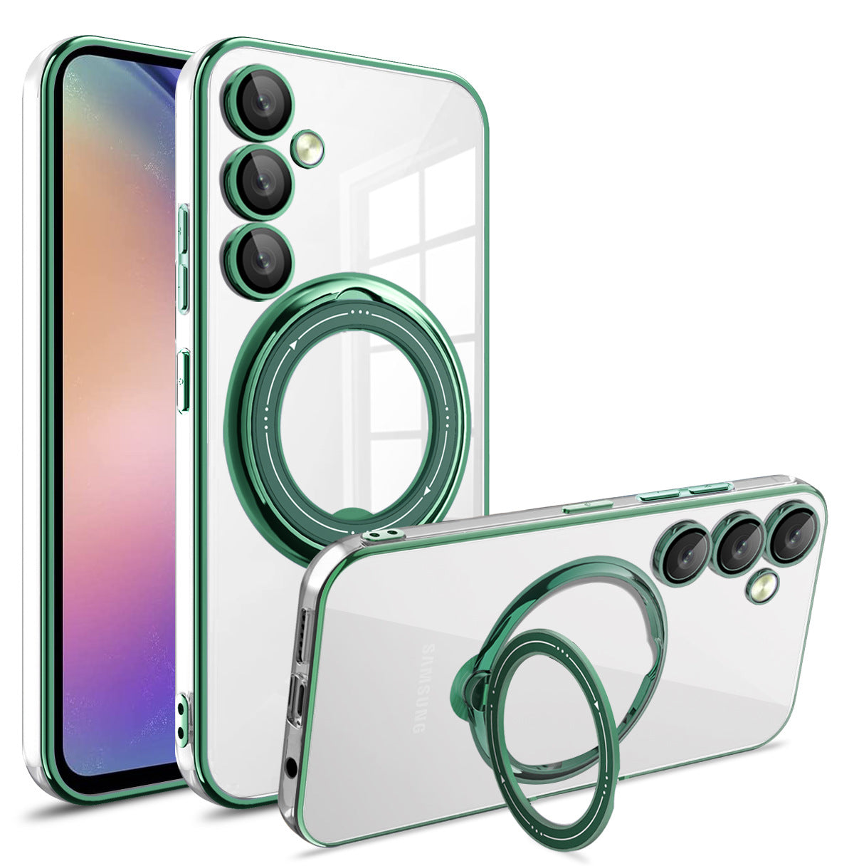 Electroplating transparent bright shield magnetic bracket Samsung mobile phone case
