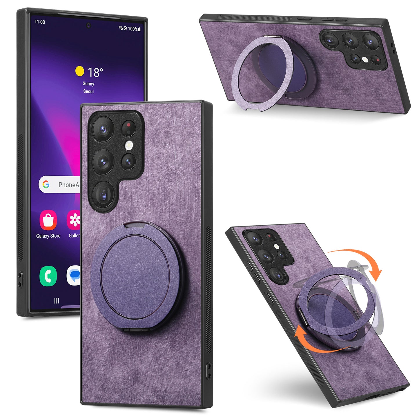 Round Rotating Magnetic Ring Samsung Phone Case