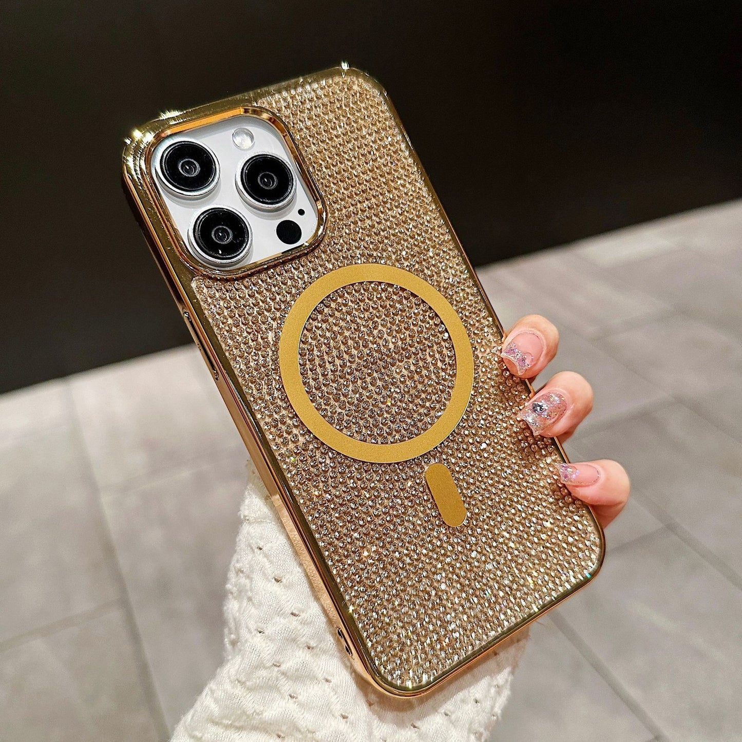 Electroplated magnetic diamond iPhone case