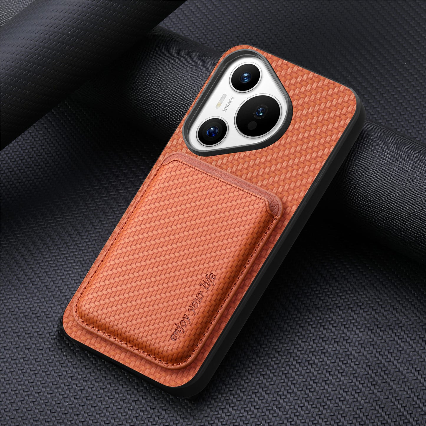 Plain leather magnetic Huawei phone case