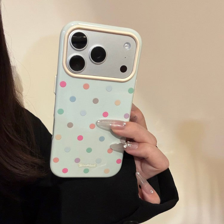 Color-blocked polka dot anti-drop iPhone case