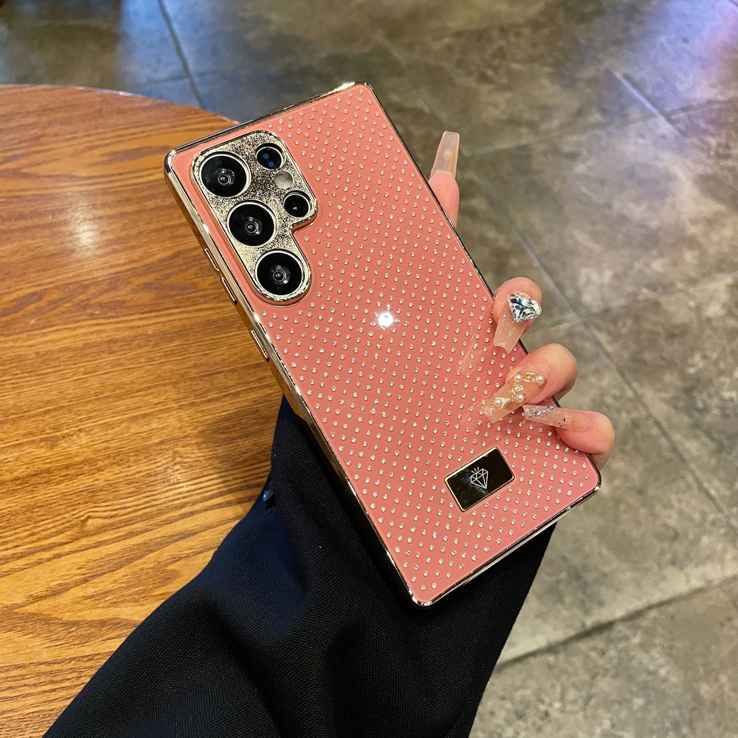 Electroplated luxury rhinestone Samsung phone case