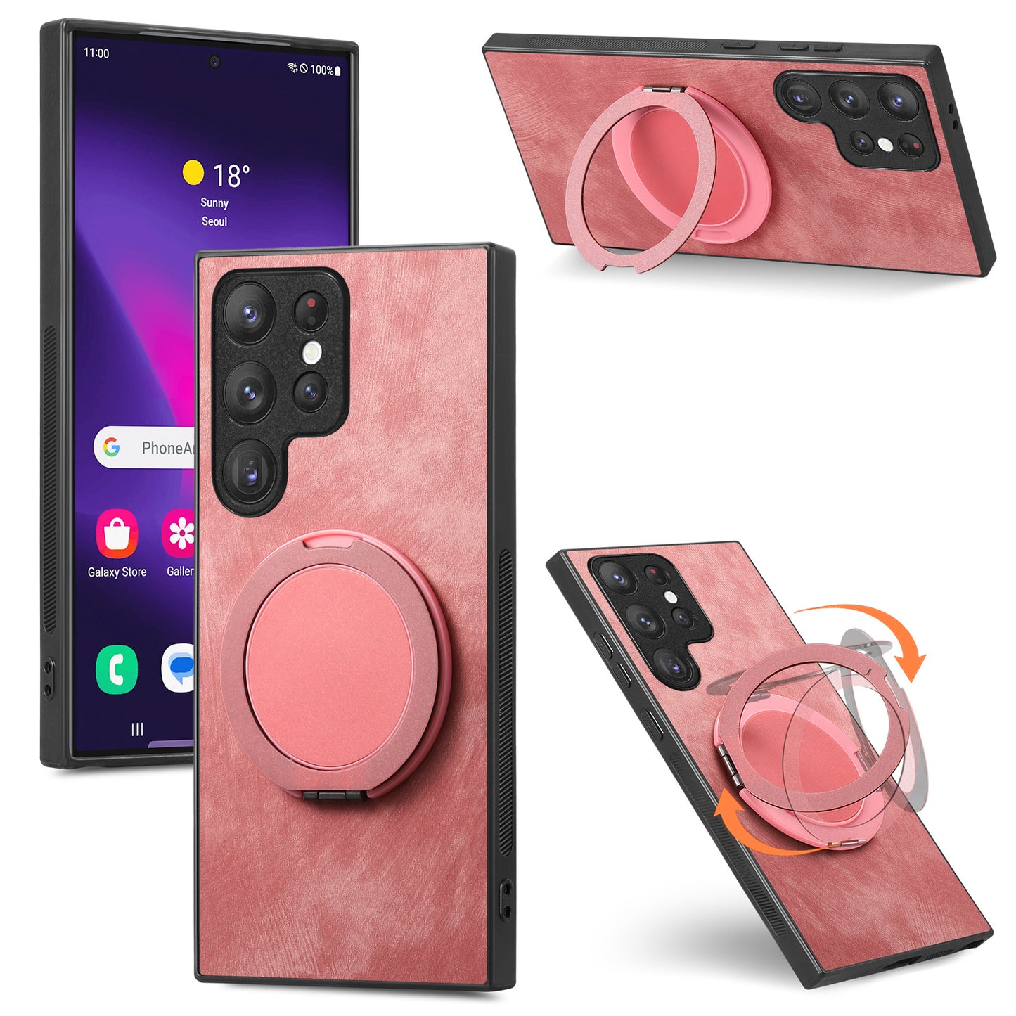 Round Rotating Magnetic Ring Samsung Phone Case
