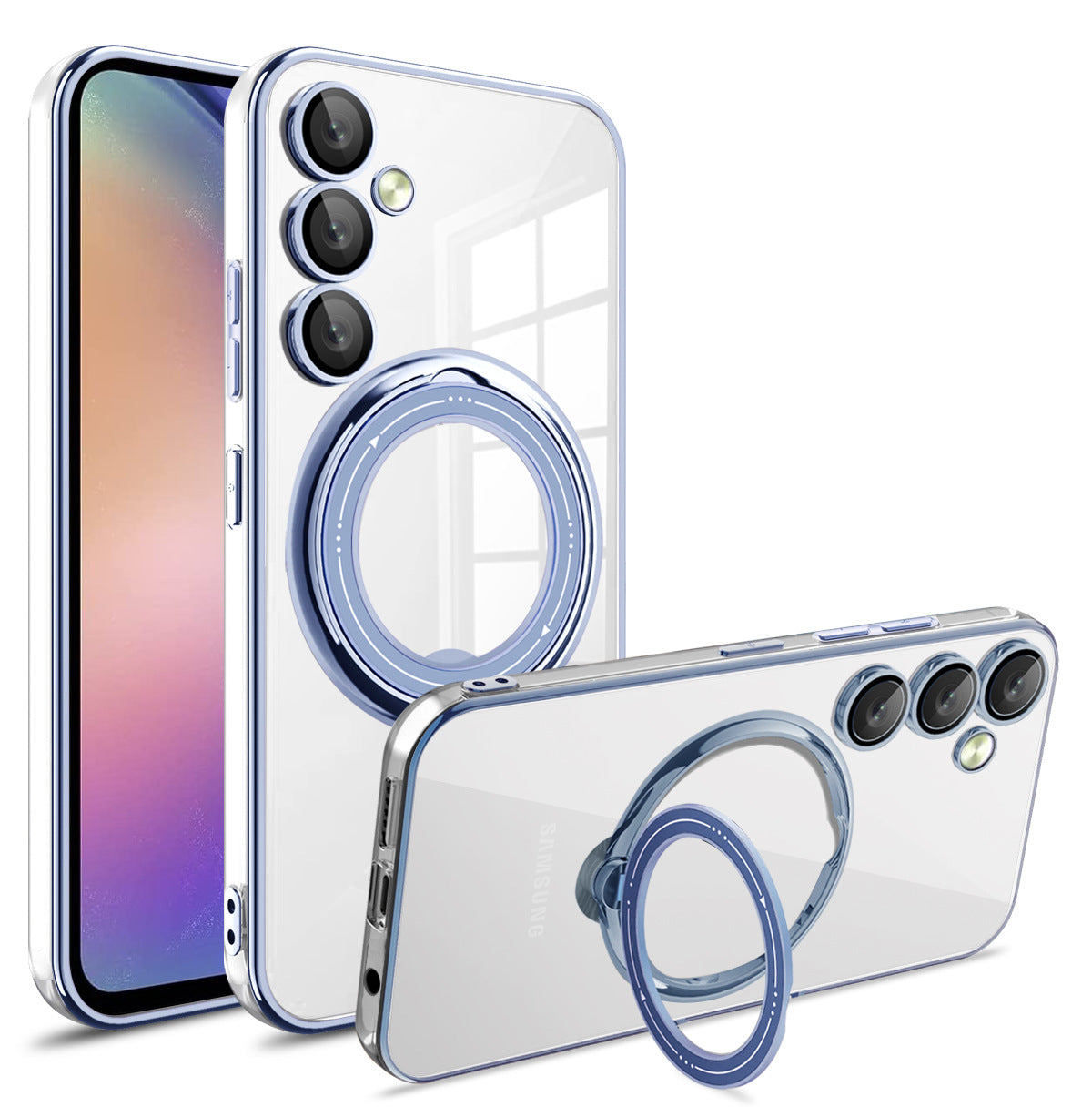 Electroplating transparent bright shield magnetic bracket Samsung mobile phone case