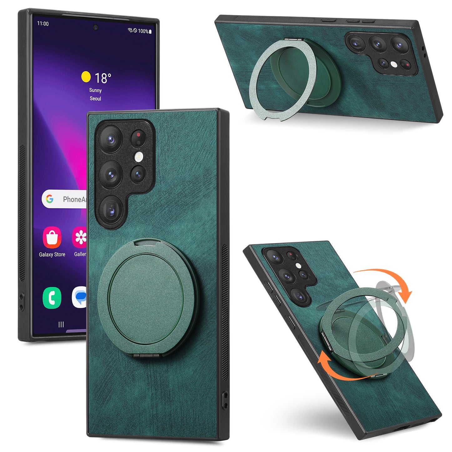 Round Rotating Magnetic Ring Samsung Phone Case