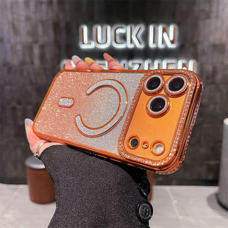 Diamond-studded luxury glitter magnetic iPhone case