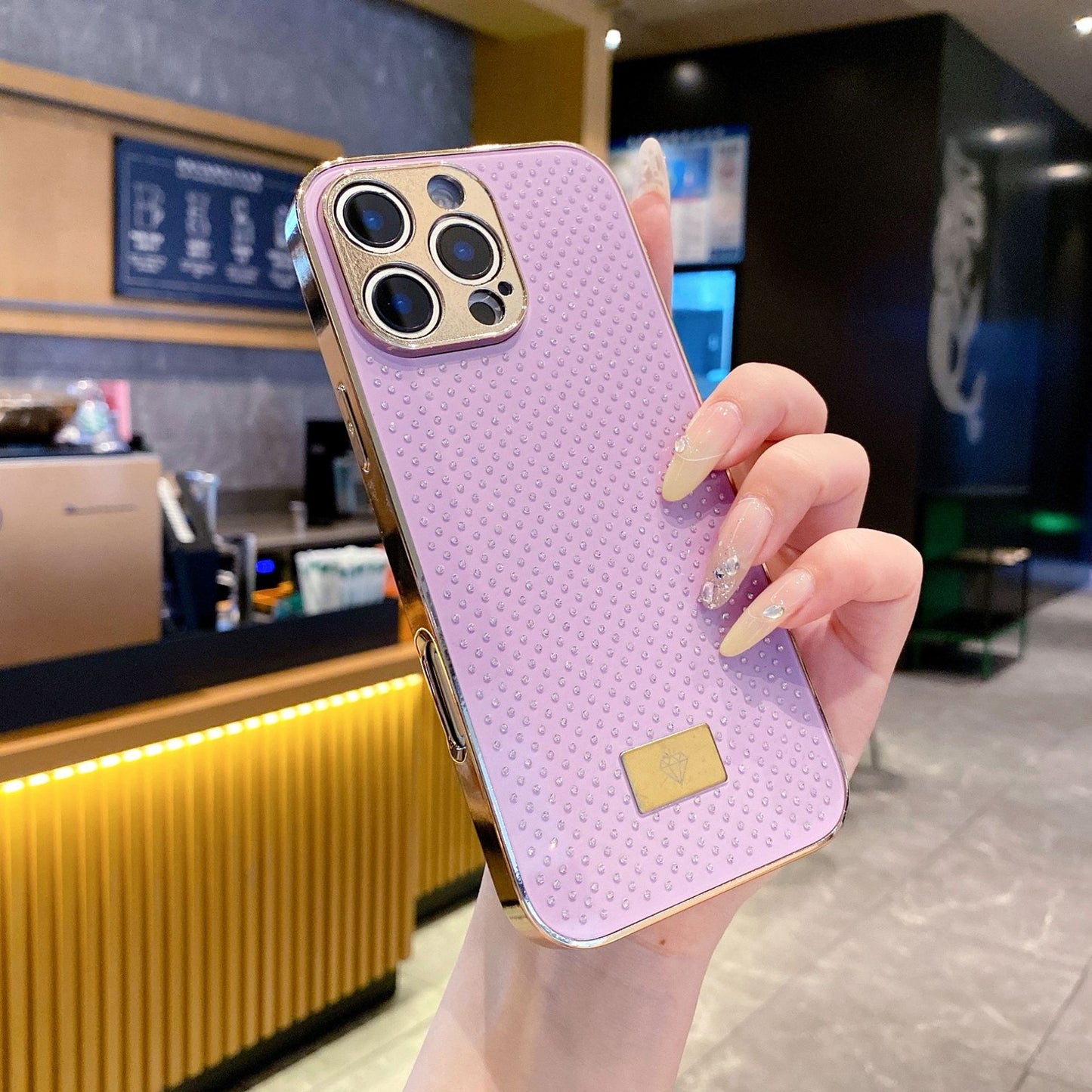 Electroplated luxury rhinestone Apple phone case