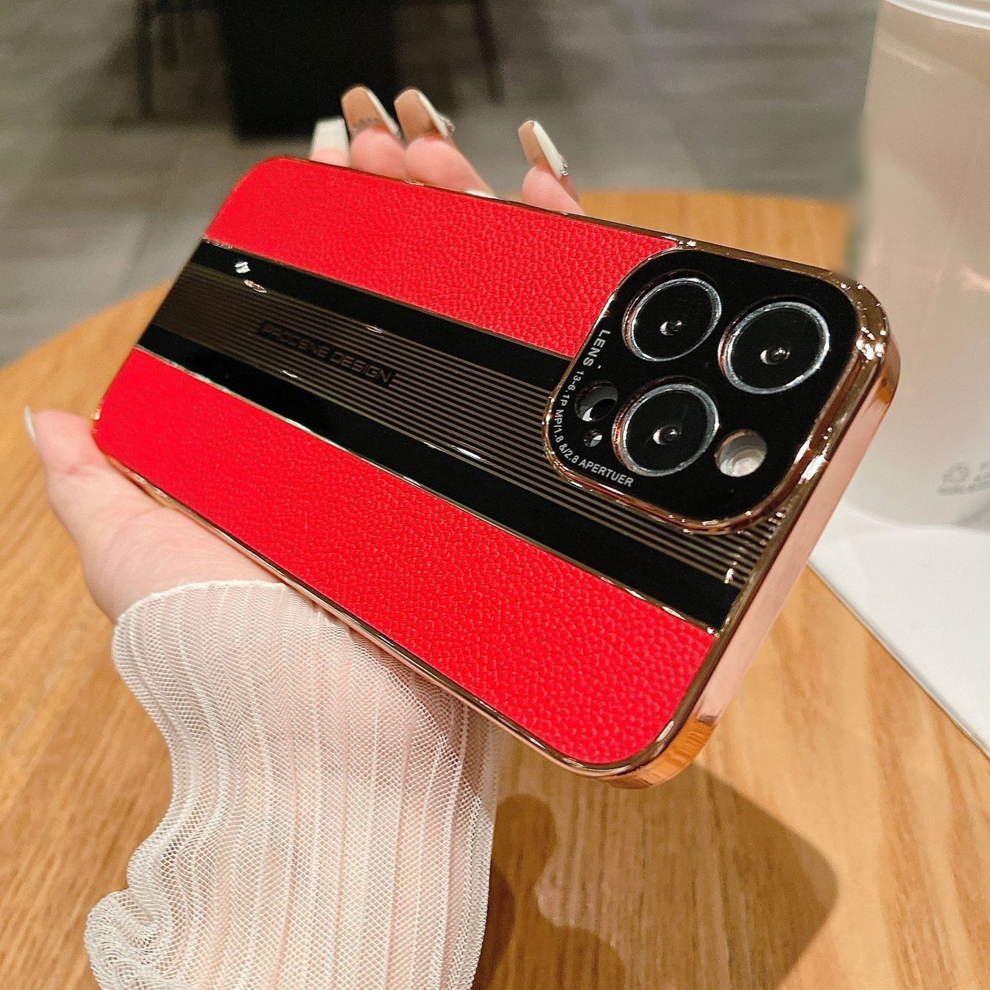 Luxury electroplated leather texture Apple phone case