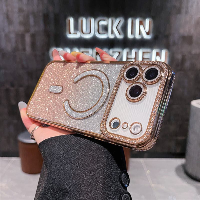 Diamond-studded luxury glitter magnetic iPhone case