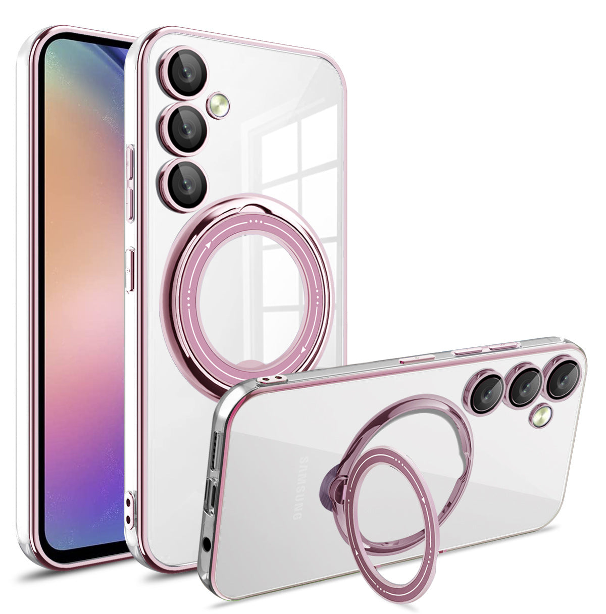 Electroplating transparent bright shield magnetic bracket Samsung mobile phone case