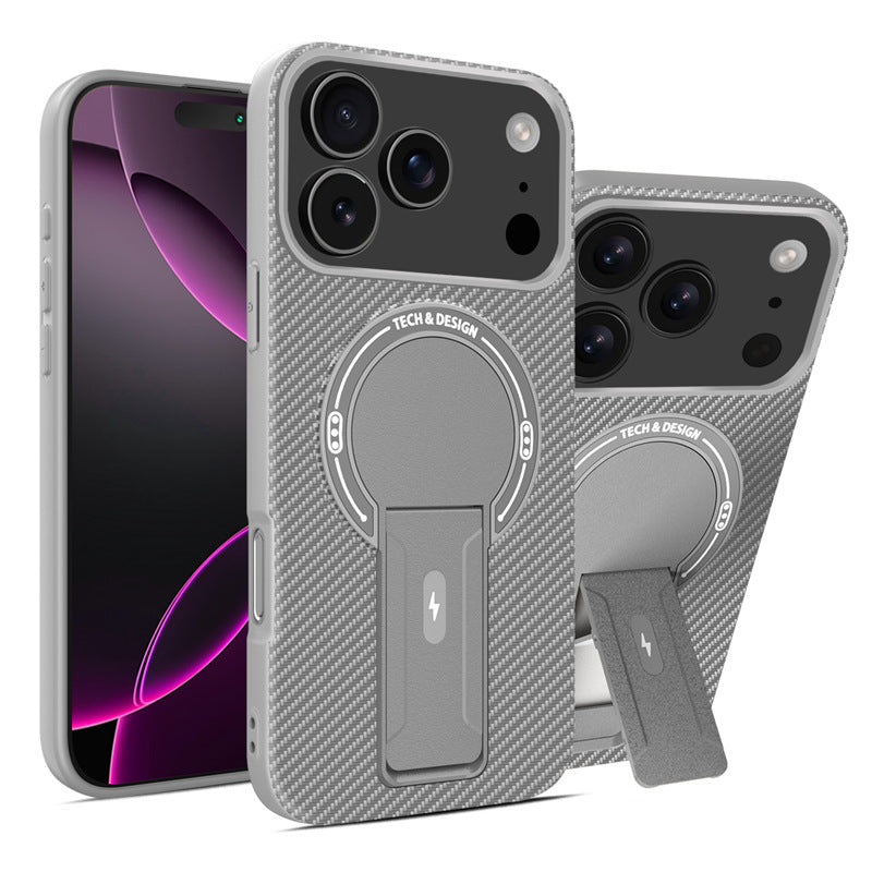 Carbon fiber pattern bracket magnetic Apple phone case