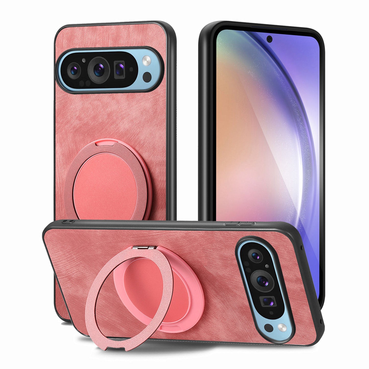 Plain leather magnetic rotating bracket Google pixe phone case