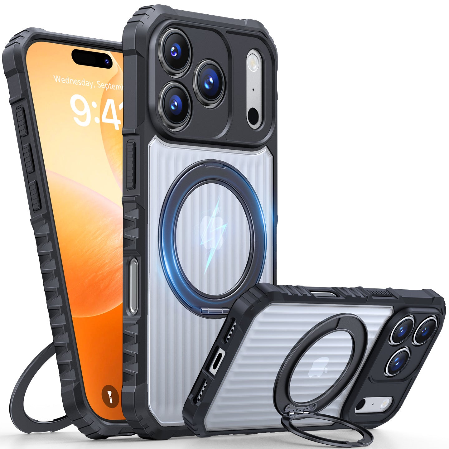 Mecha-style rotating magnetic Apple phone case