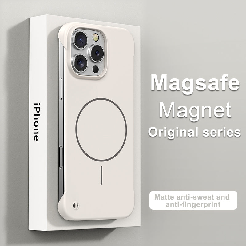 Thin circle magnetic skin-feel solid color frameless shell Apple phone case